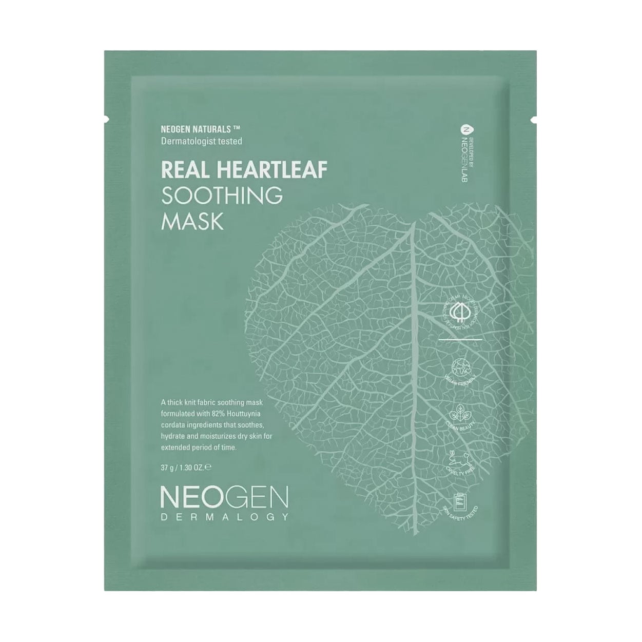 Заспокійлива тканинна маска для обличчя Neogen Dermalogy Real Heartleaf Soothing Mask, 37 г